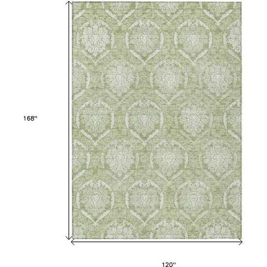 Artichoke Green Green And Ivory Medallion Washable Indoor Outdoor Area Rug Photo 3