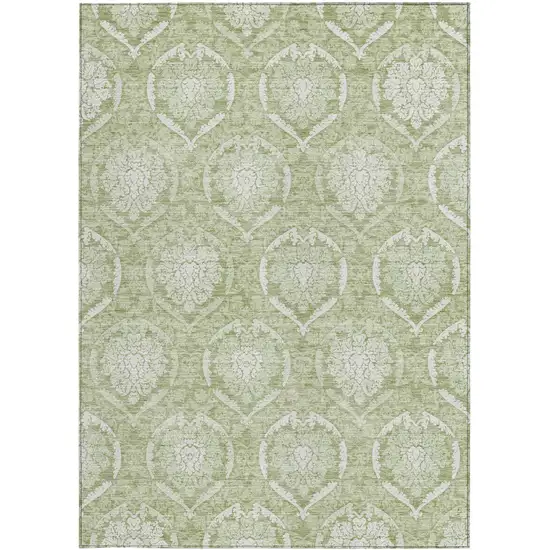 Artichoke Green Green And Ivory Medallion Washable Indoor Outdoor Area Rug Photo 7