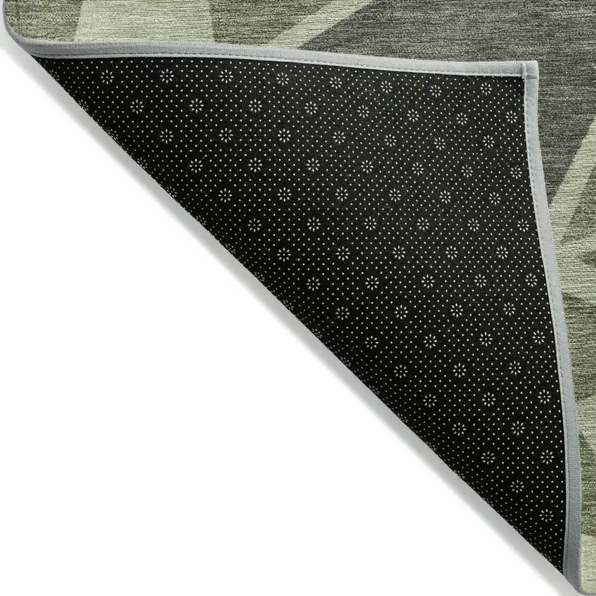 Artichoke Green Ivory And Aqua Geometric Washable Indoor Outdoor Area Rug Photo 5