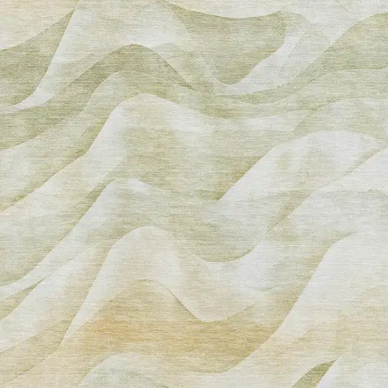 Artichoke Green Ivory And Beige Abstract Washable Area Rug With UV Protection Photo 2