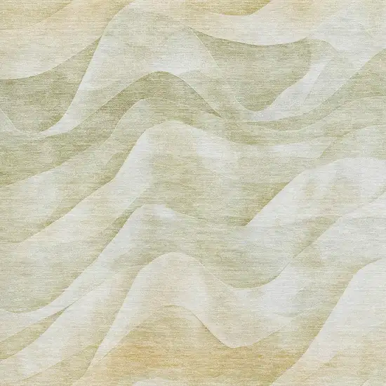 Artichoke Green Ivory And Beige Abstract Washable Area Rug With UV Protection Photo 2