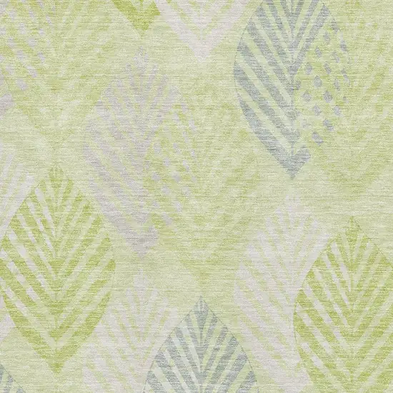 Artichoke Green Ivory And Beige Floral Washable Area Rug With UV Protection Photo 3