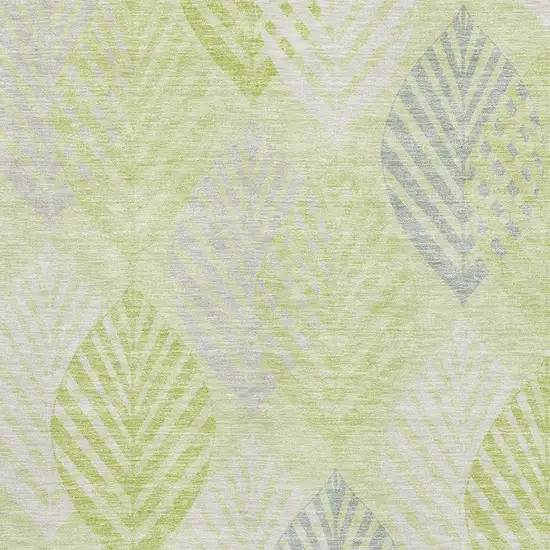 Artichoke Green Ivory And Beige Floral Washable Area Rug With UV Protection Photo 3