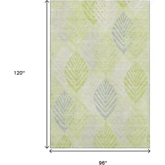 Artichoke Green Ivory And Beige Floral Washable Area Rug With UV Protection Photo 3