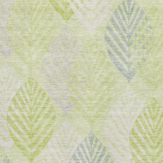 Artichoke Green Ivory And Beige Floral Washable Area Rug With UV Protection Photo 3