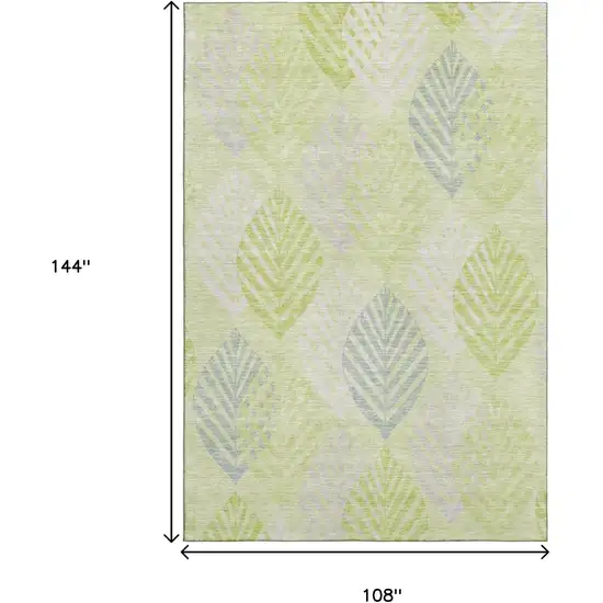 Artichoke Green Ivory And Beige Floral Washable Area Rug With UV Protection Photo 3