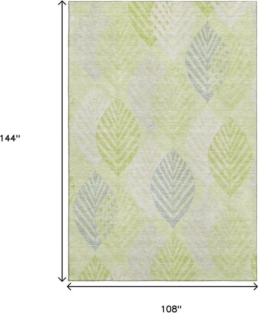 Artichoke Green Ivory And Beige Floral Washable Area Rug With UV Protection Photo 3