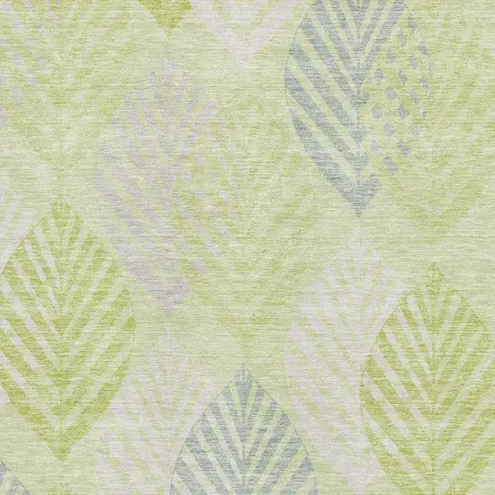 Artichoke Green Ivory And Beige Floral Washable Area Rug With UV Protection Photo 3