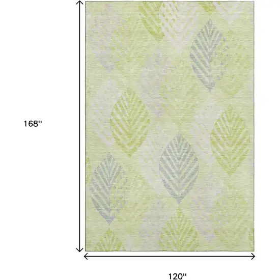 Artichoke Green Ivory And Beige Floral Washable Area Rug With UV Protection Photo 3