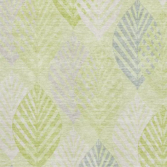 Artichoke Green Ivory And Beige Floral Washable Area Rug With UV Protection Photo 3