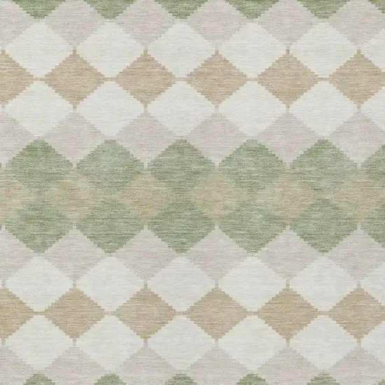 Artichoke Green Ivory And Beige Geometric Washable Indoor Outdoor Area Rug Photo 5
