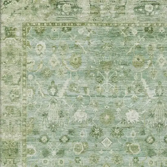 Artichoke Green Ivory And Beige Oriental Washable Indoor Outdoor Area Rug Photo 4