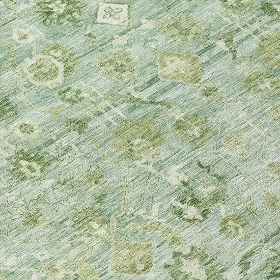 Artichoke Green Ivory And Beige Oriental Washable Indoor Outdoor Area Rug Photo 8