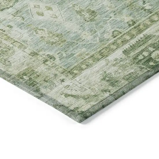 Artichoke Green Ivory And Beige Oriental Washable Indoor Outdoor Area Rug Photo 6