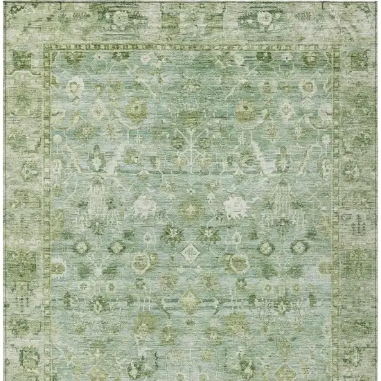 Artichoke Green Ivory And Beige Oriental Washable Indoor Outdoor Area Rug Photo 4