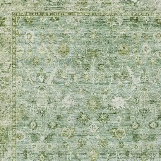 Artichoke Green Ivory And Beige Oriental Washable Indoor Outdoor Area Rug Photo 3