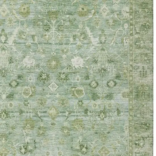 Artichoke Green Ivory And Beige Oriental Washable Indoor Outdoor Area Rug Photo 4