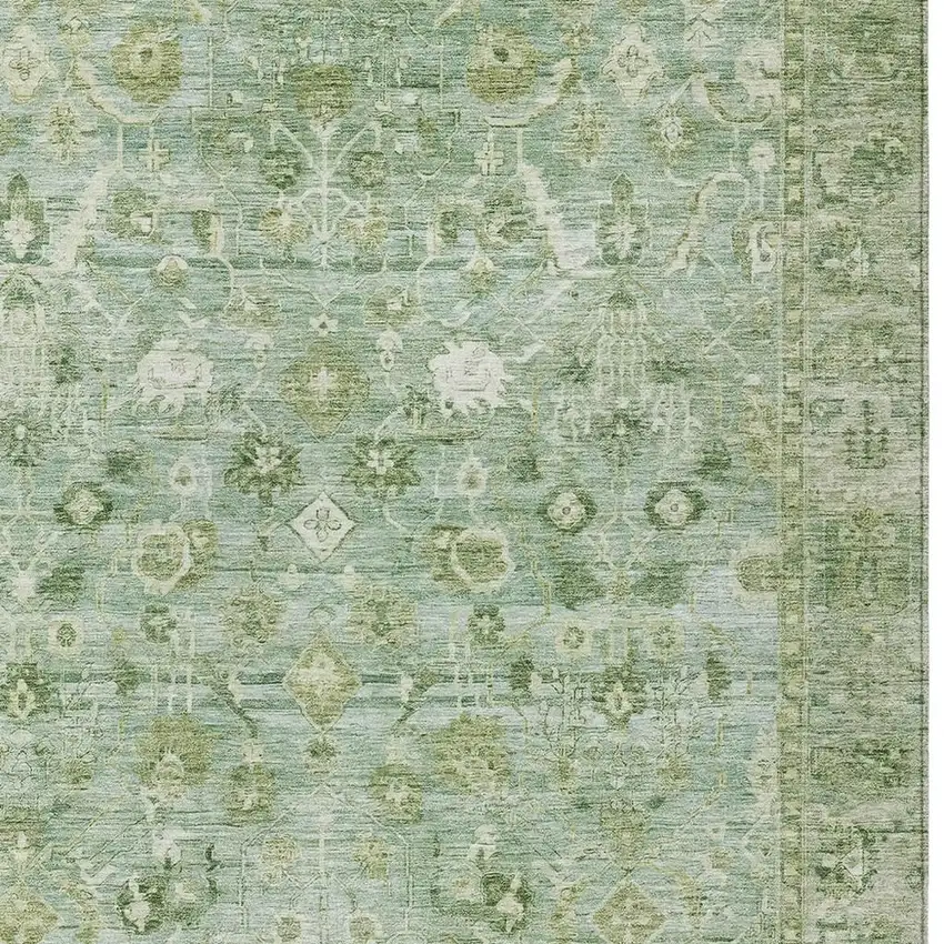 Artichoke Green Ivory And Beige Oriental Washable Indoor Outdoor Area Rug Photo 4