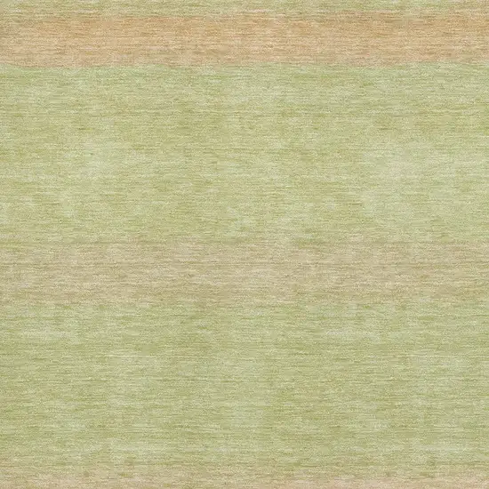 Artichoke Green Ivory And Beige Striped Washable Area Rug With UV Protection Photo 3