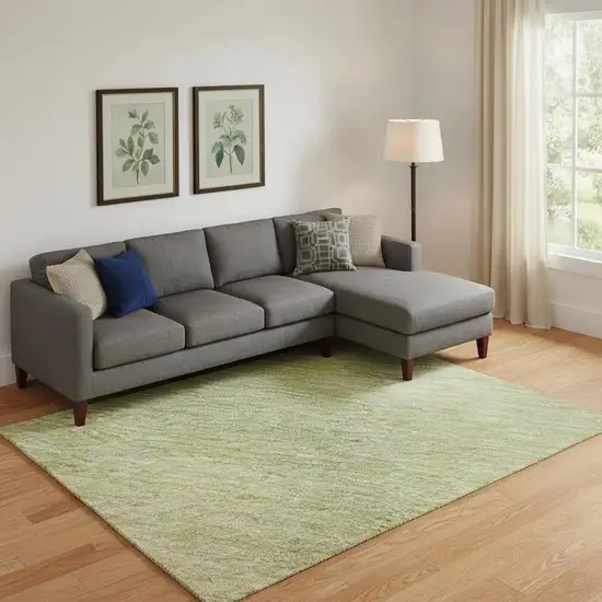 Artichoke Green Ivory And Beige Striped Washable Area Rug With UV Protection Photo 2