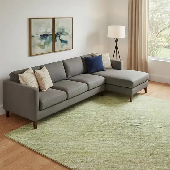 Artichoke Green Ivory And Beige Striped Washable Area Rug With UV Protection Photo 2