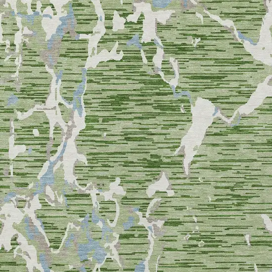 Artichoke Green Ivory And Beige Striped Washable Indoor Outdoor Area Rug Photo 6