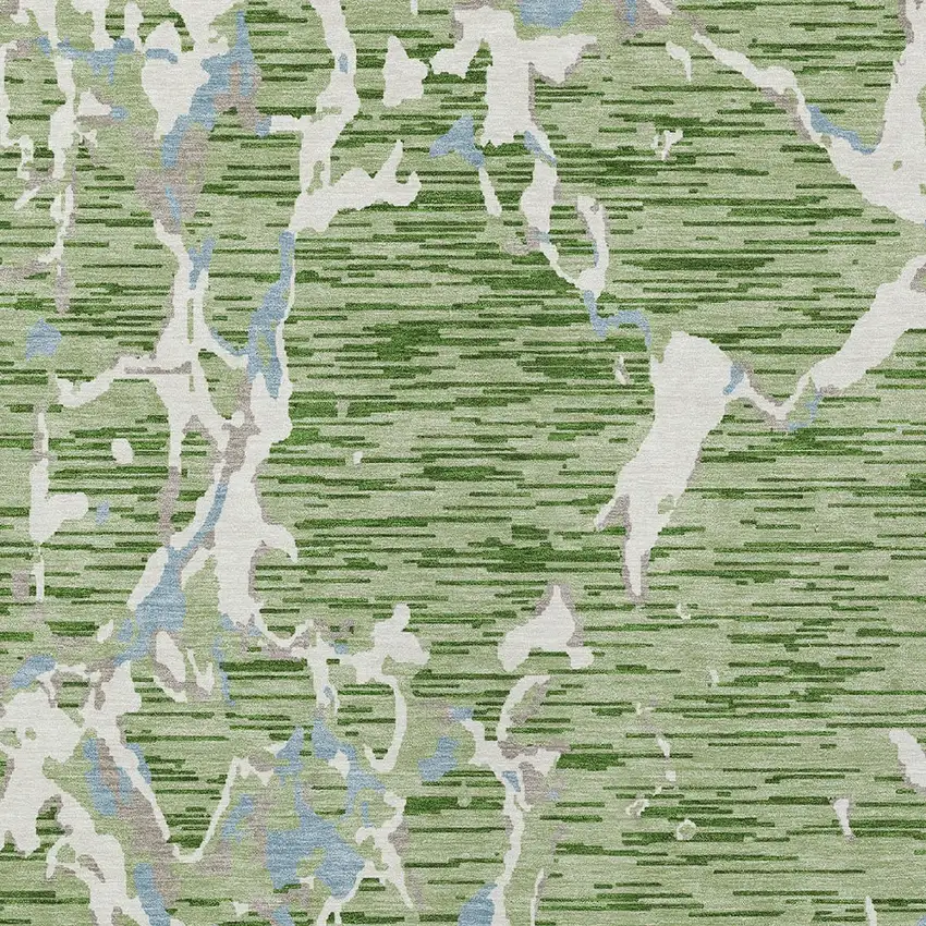 Artichoke Green Ivory And Beige Striped Washable Indoor Outdoor Area Rug Photo 6