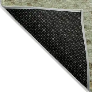 Photo of Artichoke Green Ivory And Brown Abstract Washable Indoor Outdoor Area Rug