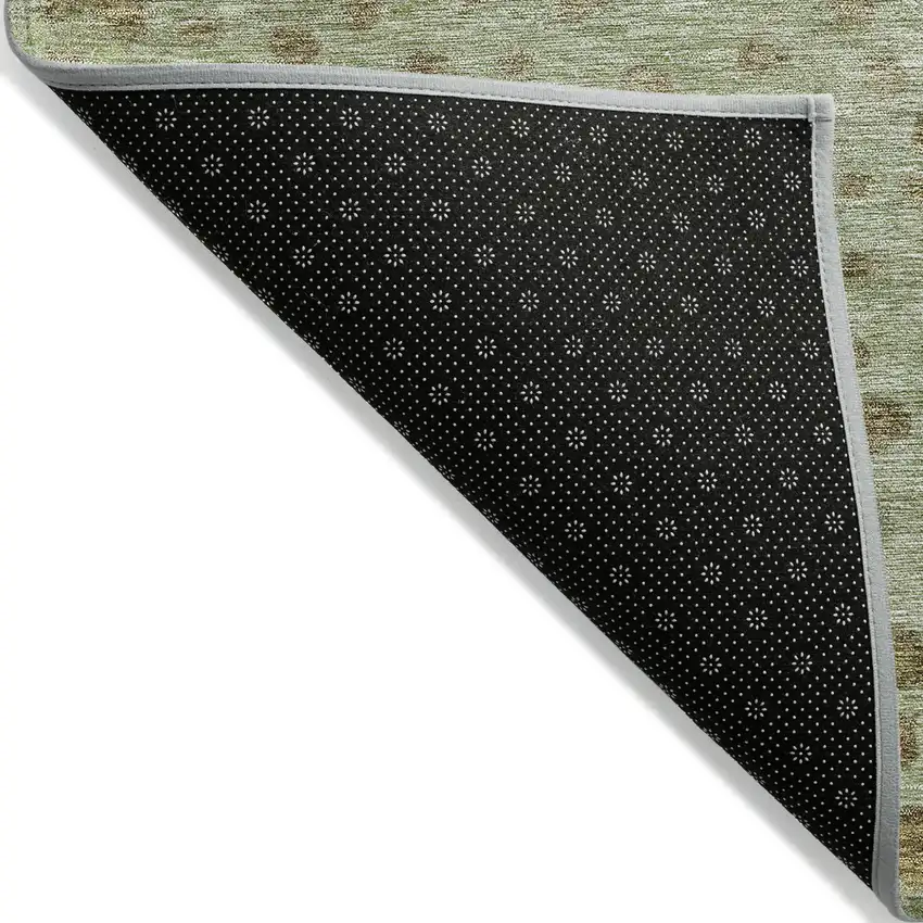 Artichoke Green Ivory And Brown Abstract Washable Indoor Outdoor Area Rug Photo 3