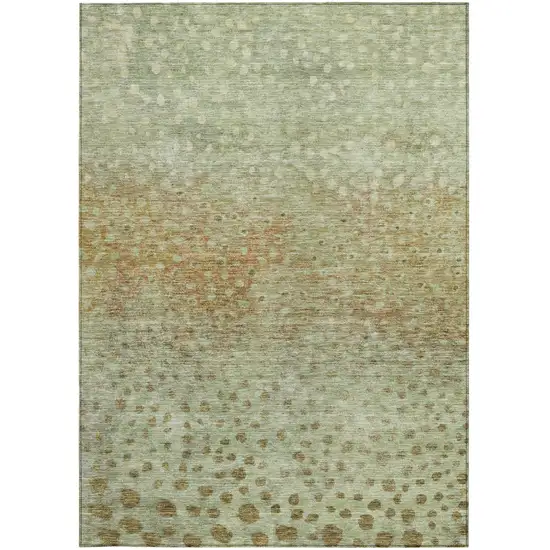 Artichoke Green Ivory And Brown Abstract Washable Indoor Outdoor Area Rug Photo 6