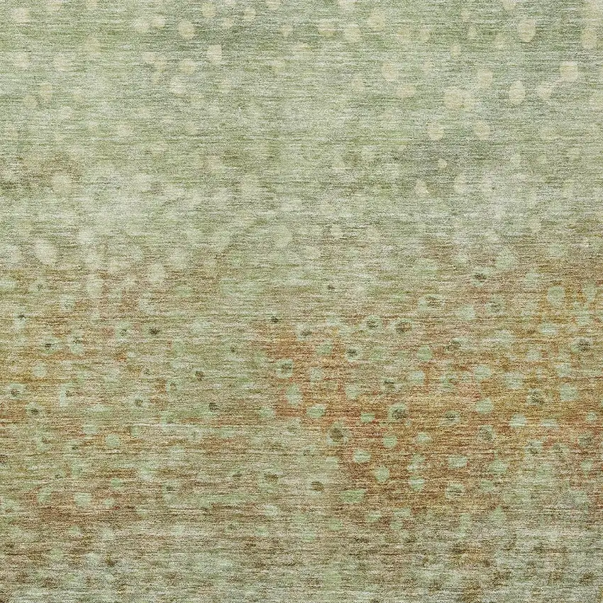 Artichoke Green Ivory And Brown Abstract Washable Indoor Outdoor Area Rug Photo 5