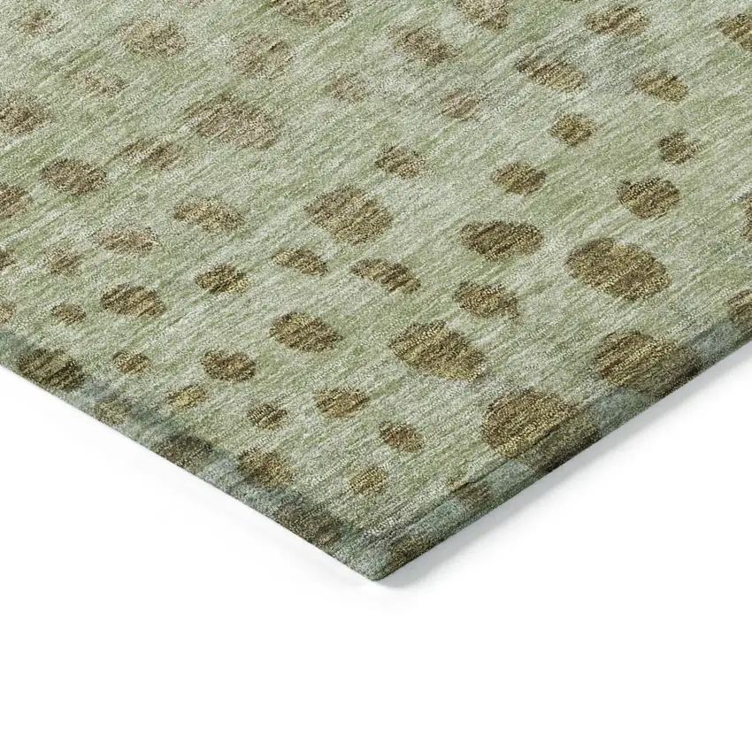 Artichoke Green Ivory And Brown Abstract Washable Indoor Outdoor Area Rug Photo 4