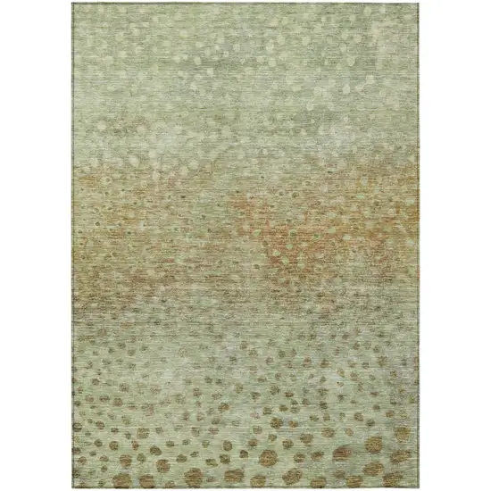 Artichoke Green Ivory And Brown Abstract Washable Indoor Outdoor Area Rug Photo 2