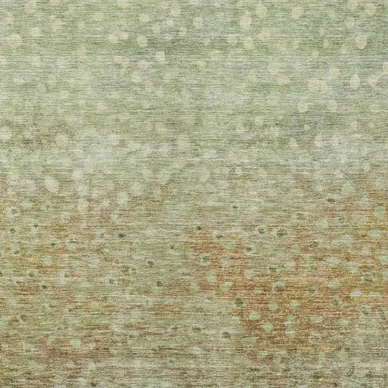 Artichoke Green Ivory And Brown Abstract Washable Indoor Outdoor Area Rug Photo 5