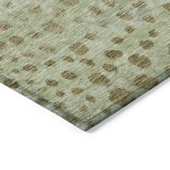 Artichoke Green Ivory And Brown Abstract Washable Indoor Outdoor Area Rug Photo 4