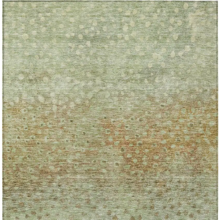 Artichoke Green Ivory And Brown Abstract Washable Indoor Outdoor Area Rug Photo 6