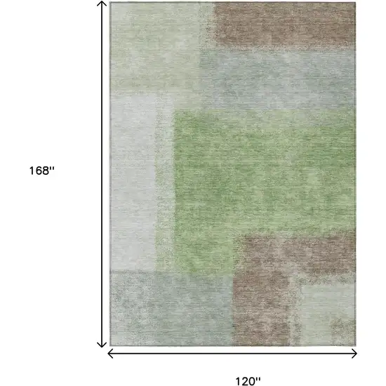 Artichoke Green Ivory And Brown Abstract Washable Indoor Outdoor Area Rug Photo 9