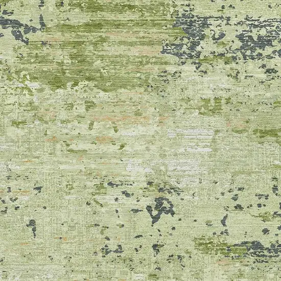 Artichoke Green Ivory And Charcoal Abstract Washable Area Rug With UV Protection Photo 2