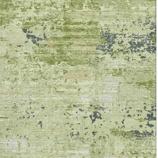 Artichoke Green Ivory And Charcoal Abstract Washable Area Rug With UV Protection Photo 3