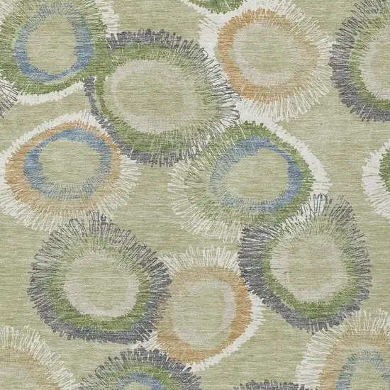 Artichoke Green Ivory And Copper Geometric Washable Indoor Outdoor Area Rug Photo 6