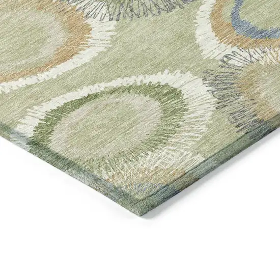 Artichoke Green Ivory And Copper Geometric Washable Indoor Outdoor Area Rug Photo 5