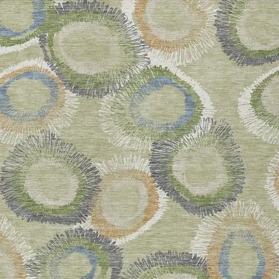 Artichoke Green Ivory And Copper Geometric Washable Indoor Outdoor Area Rug Photo 7