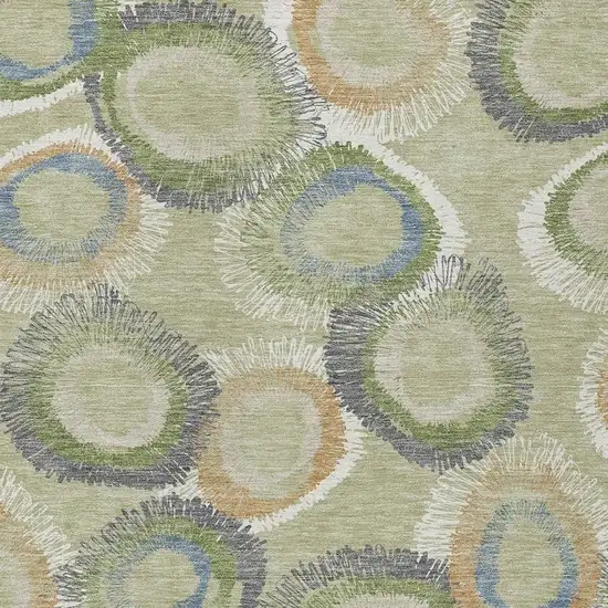 Artichoke Green Ivory And Copper Geometric Washable Indoor Outdoor Area Rug Photo 8