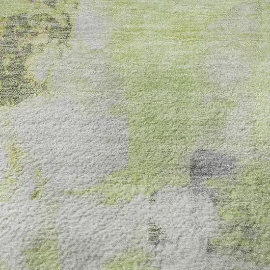 Artichoke Green Ivory And Gold Abstract Washable Area Rug With UV Protection Photo 9