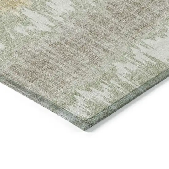 Artichoke Green Ivory And Gold Striped Washable Indoor Outdoor Area Rug Photo 3