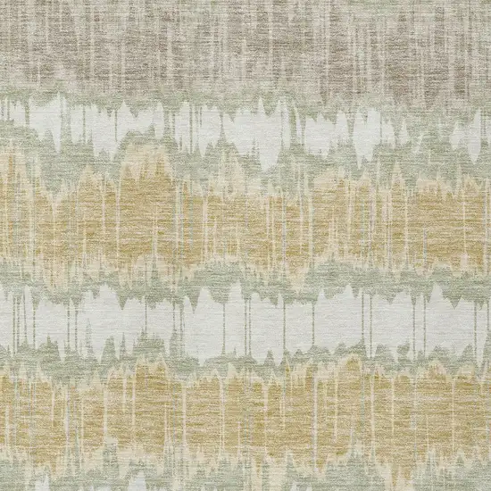 Artichoke Green Ivory And Gold Striped Washable Indoor Outdoor Area Rug Photo 5