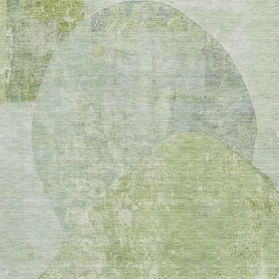 Artichoke Green Ivory And Gray Abstract Washable Area Rug With UV Protection Photo 2