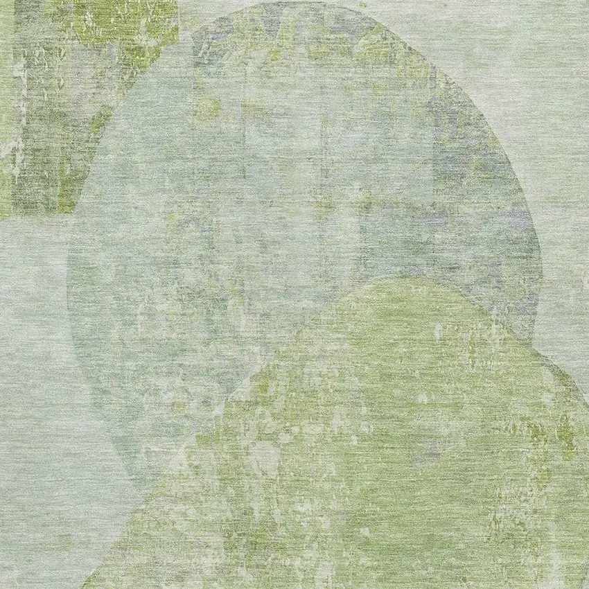 Artichoke Green Ivory And Gray Abstract Washable Area Rug With UV Protection Photo 2