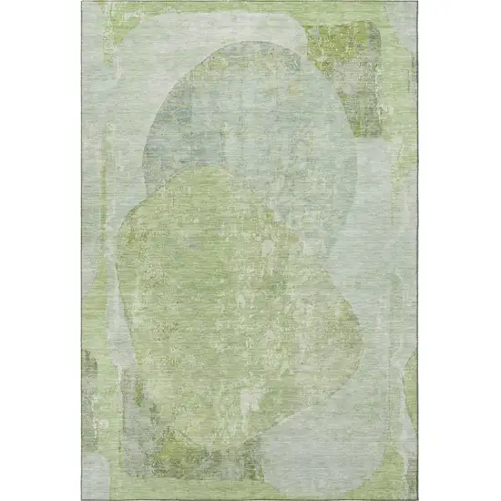 Artichoke Green Ivory And Gray Abstract Washable Area Rug With UV Protection Photo 2