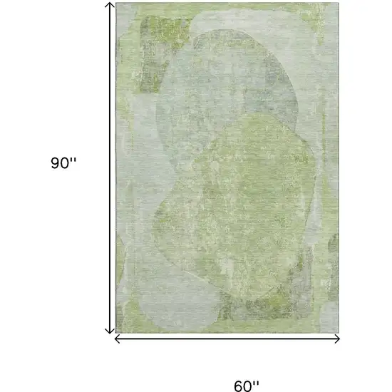 Artichoke Green Ivory And Gray Abstract Washable Area Rug With UV Protection Photo 9